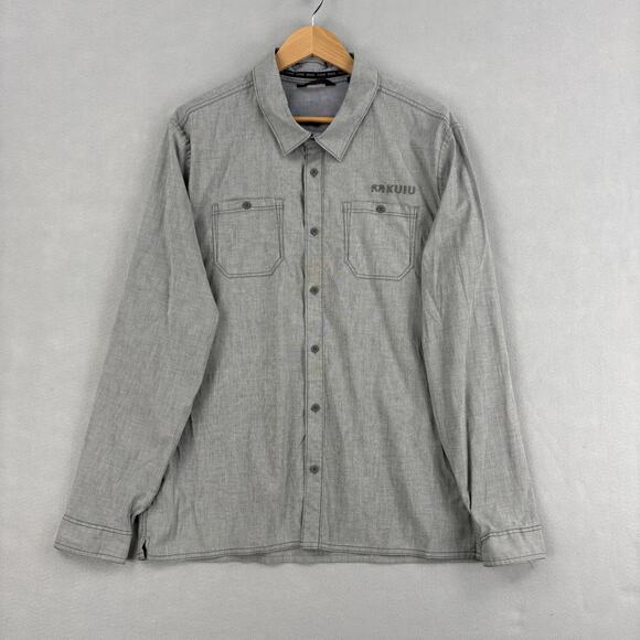 KUIU Other - Kuiu Shirt Mens XL Gray Stripe Long Sleeve Button Up Stretch Woven Outdoors